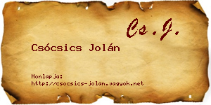 Csócsics Jolán névjegykártya