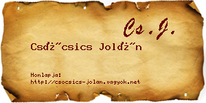 Csócsics Jolán névjegykártya